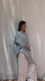 Asymmetrical crushed satin top- Mint green