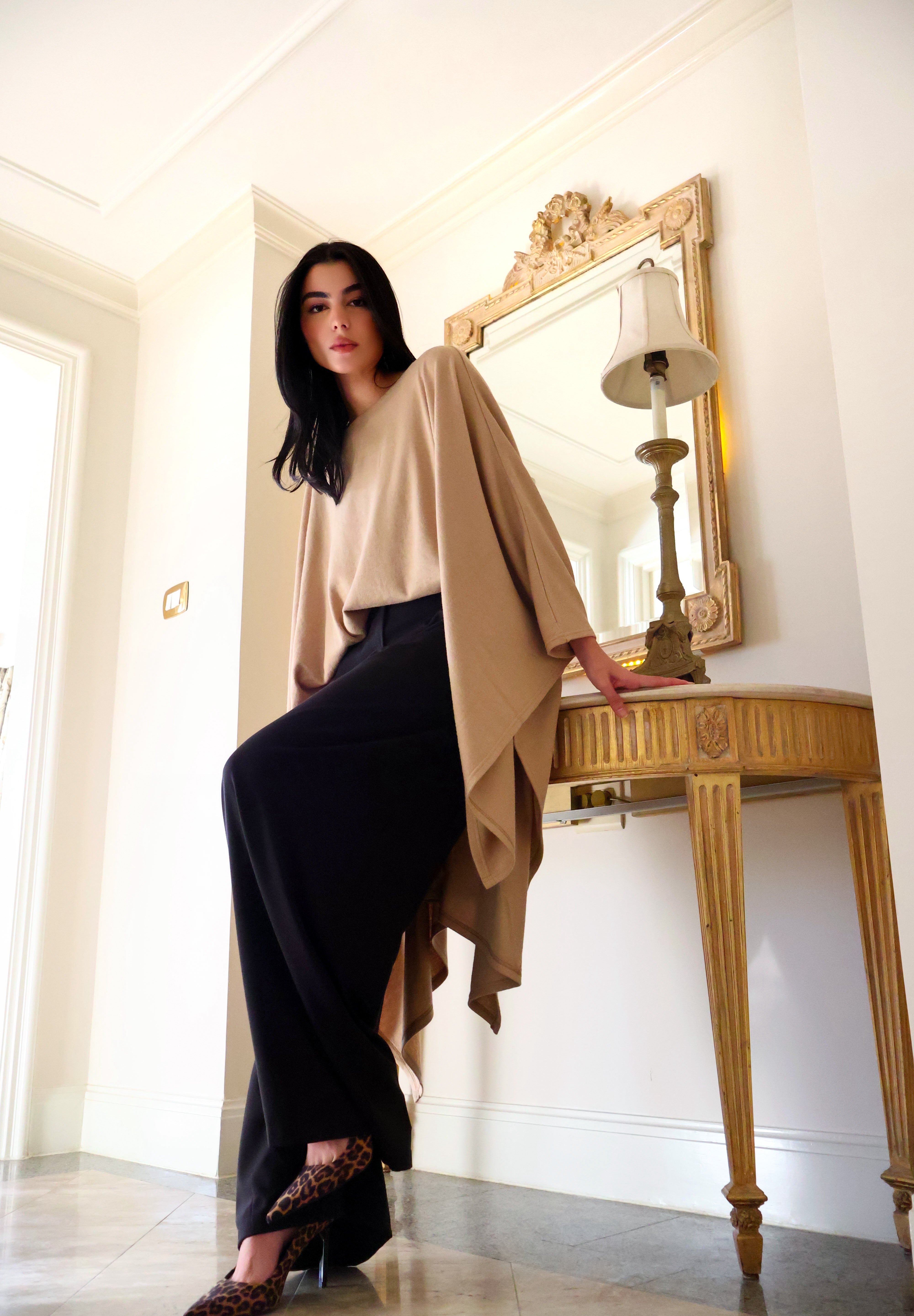 Beige Soft wool poncho