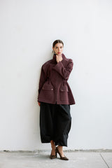 Burgundy leather  safari jacket