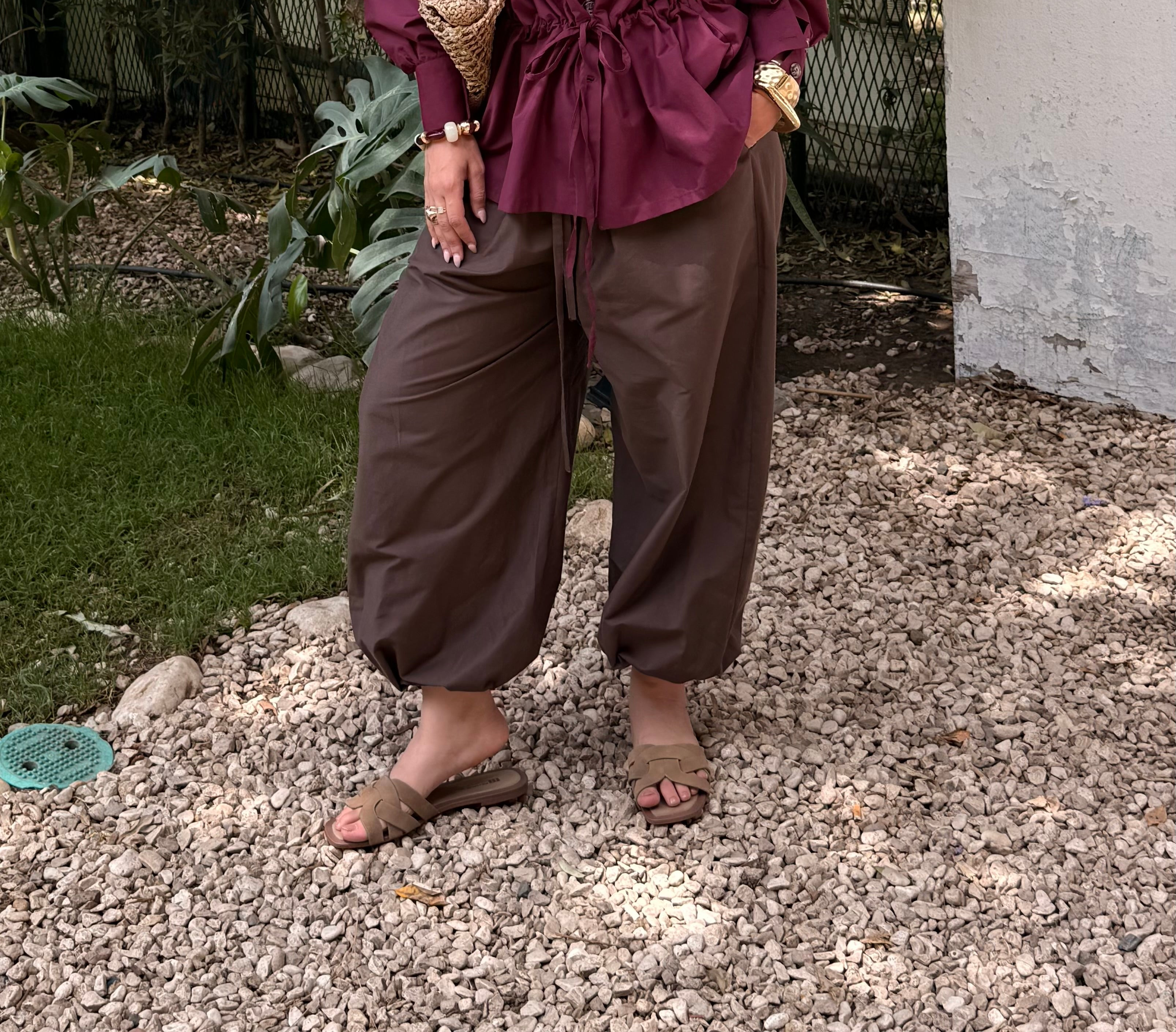 Comfy Ballon pants - Brown - cotton 100%