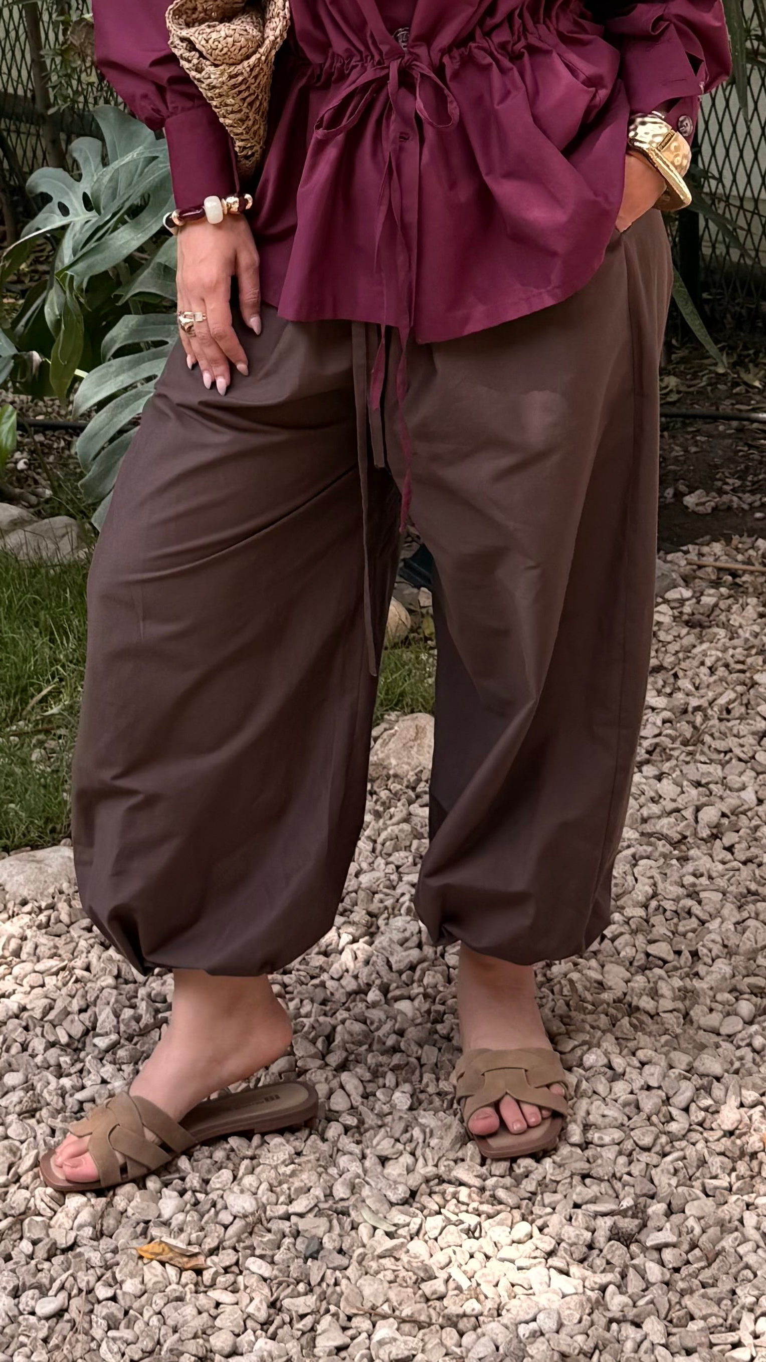 Comfy Ballon pants - Brown - cotton 100%