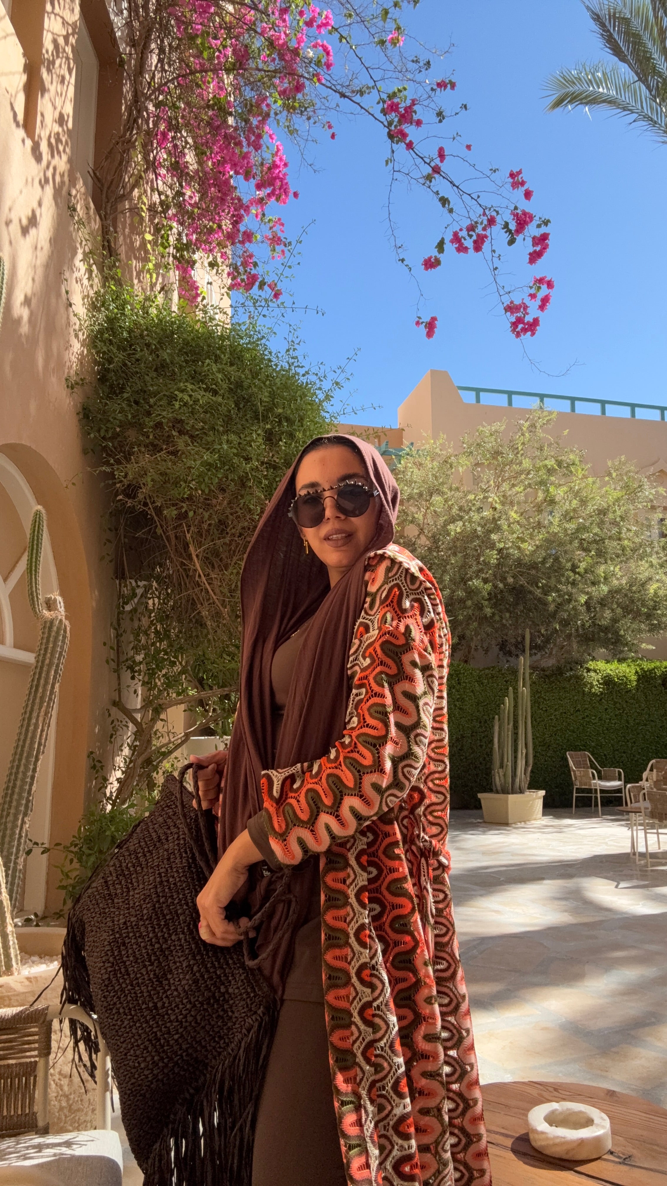 Brown knit kimono