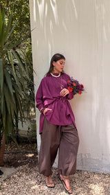 Arwa poncho in burgundy (100% cotton)