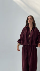 Burgundy suede ballon set