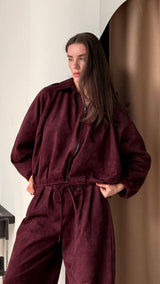 Burgundy suede ballon set