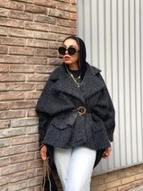 Oversized mohair high low jacket