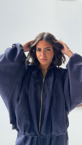 Navy blue suede ballon set