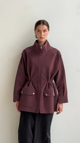 Burgundy leather  safari jacket