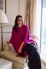 Magenta Soft wool poncho