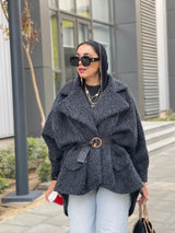 Oversized mohair high low jacket