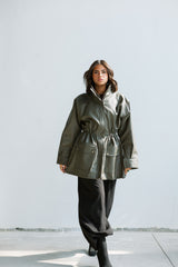 Olive safari leather jacket