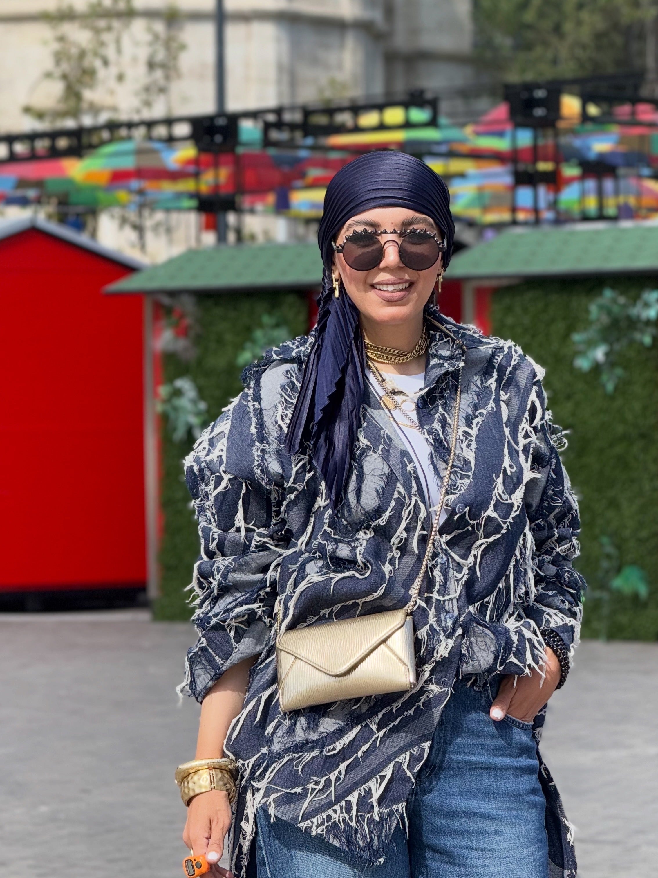 Oversized denim shirt