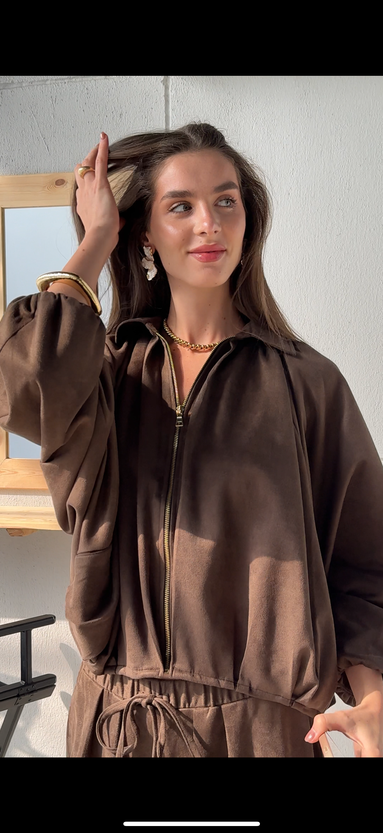 Brown Suede ballown set