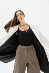 Off white Faux Leather Trench Coat