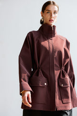 Burgundy leather  safari jacket
