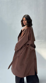 Brown Faux leather  trench coat