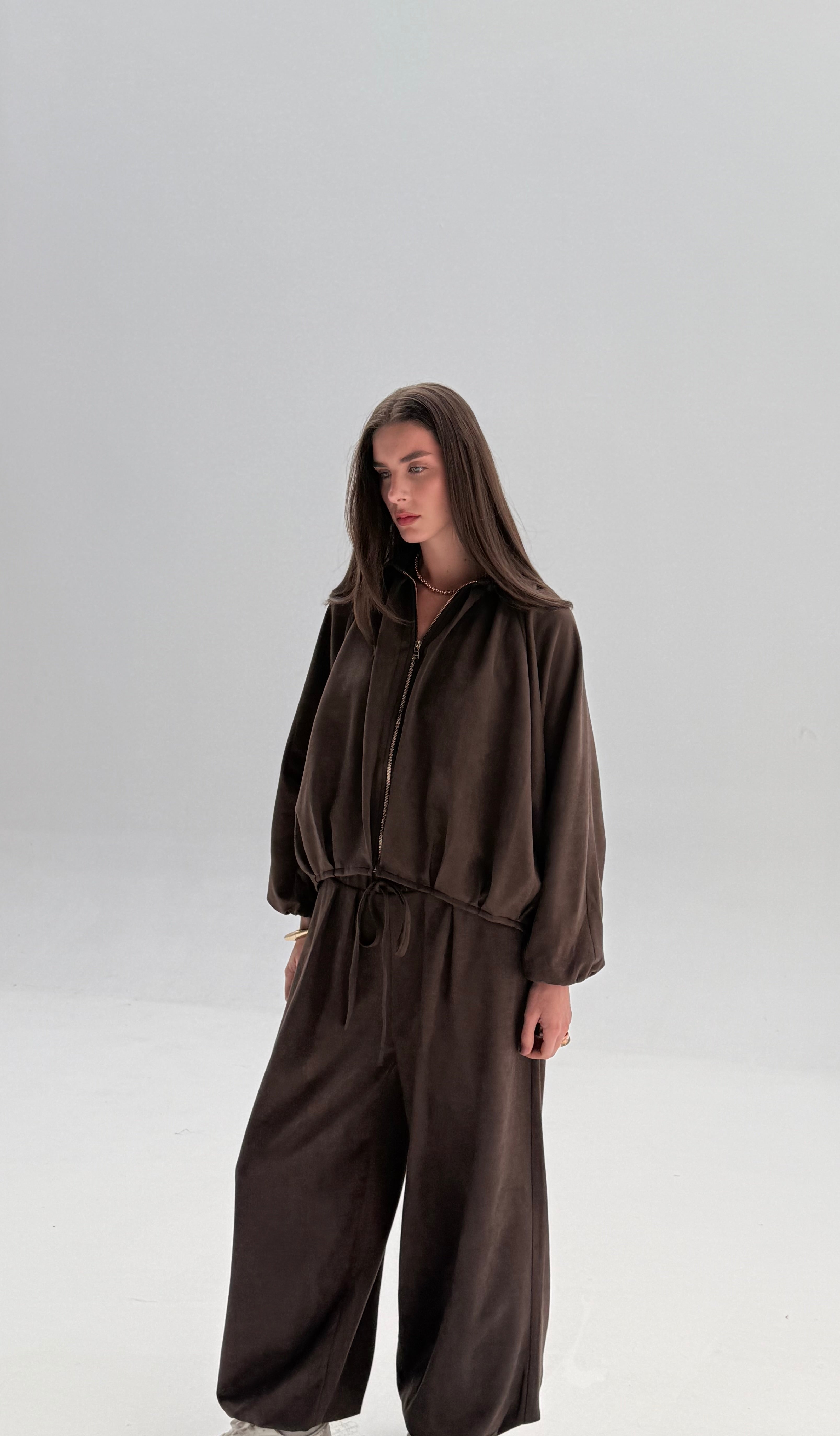 Brown Suede ballown set