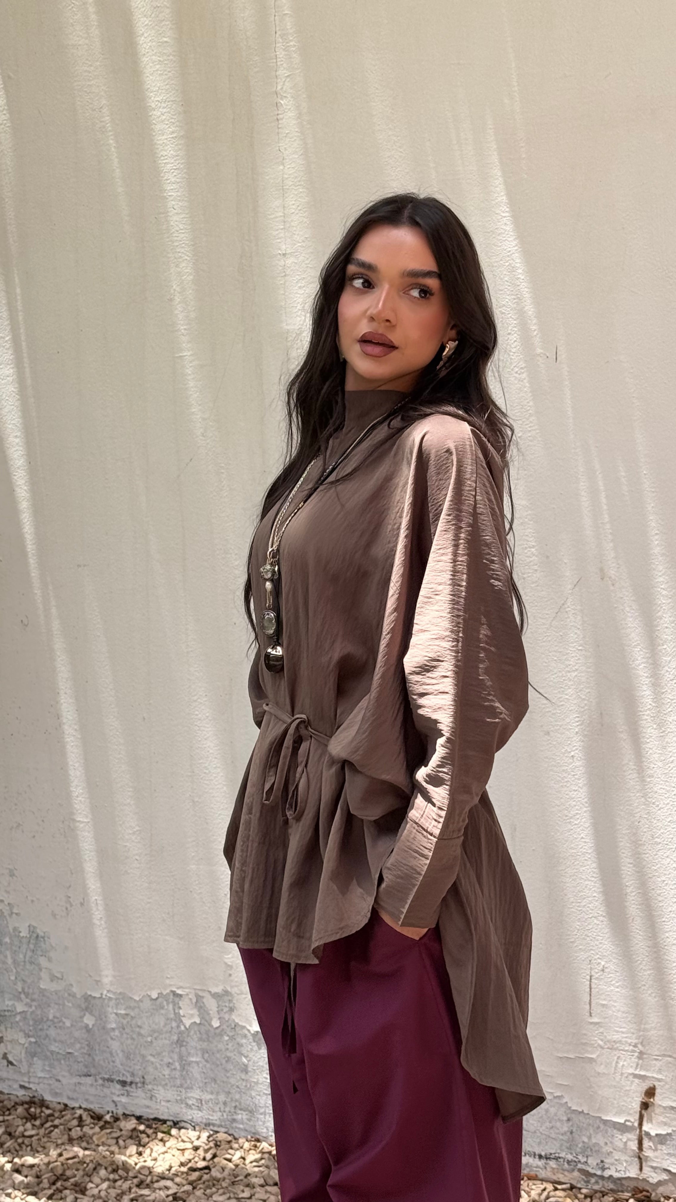 Arwa poncho in olive (100% cotton)