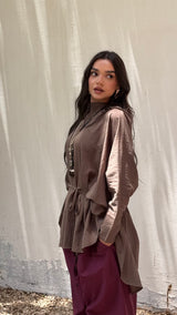 Arwa poncho in olive (100% cotton)