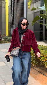 Soft fur Burgundy cropped jacket