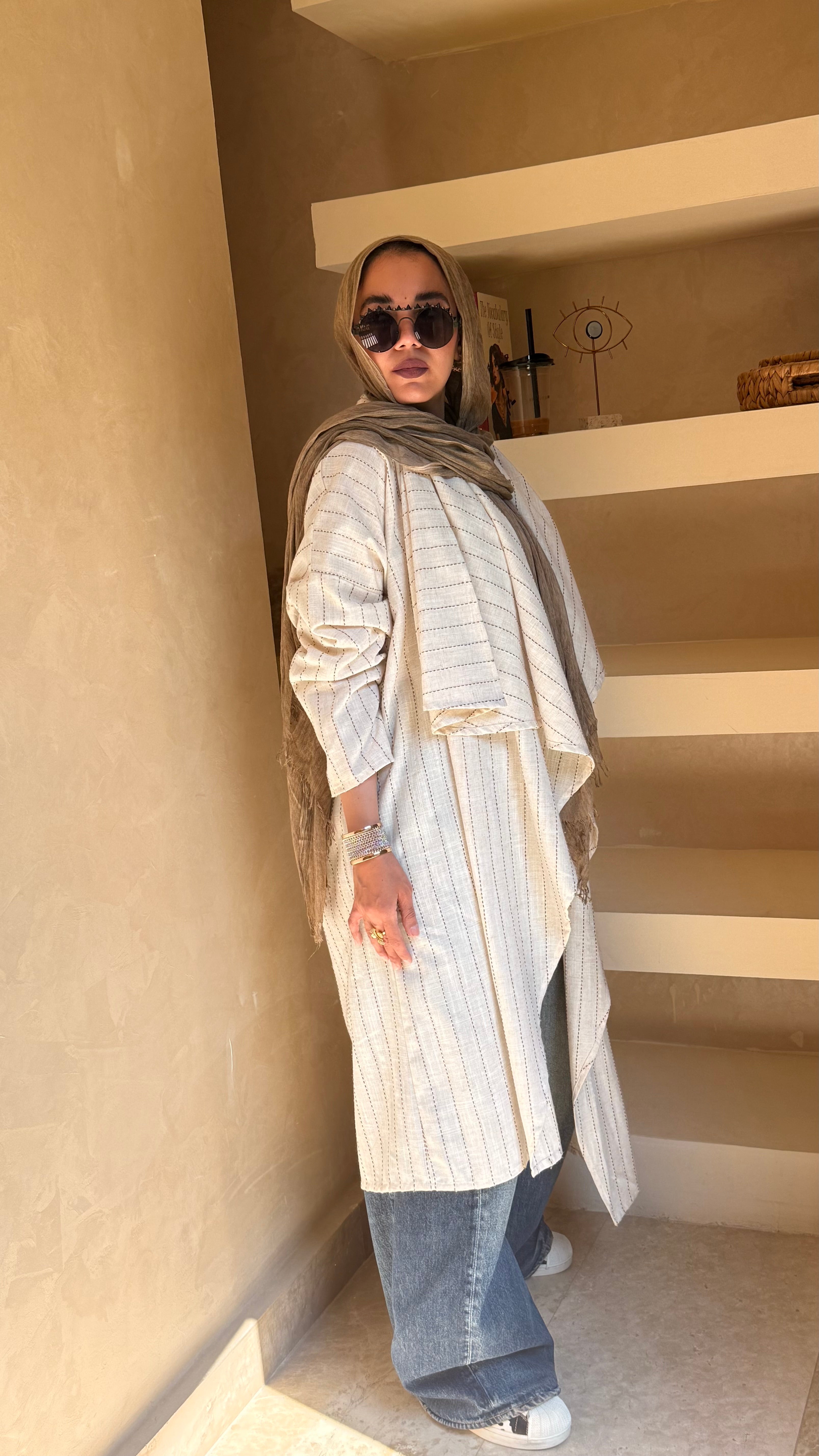 Linen symmetrical kimono
