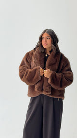"Cocoa Rich Faux Fur Jacket”
