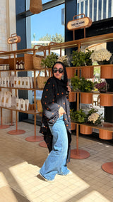 Black Polka dot symmetrical poncho