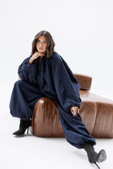 Navy blue suede ballon set