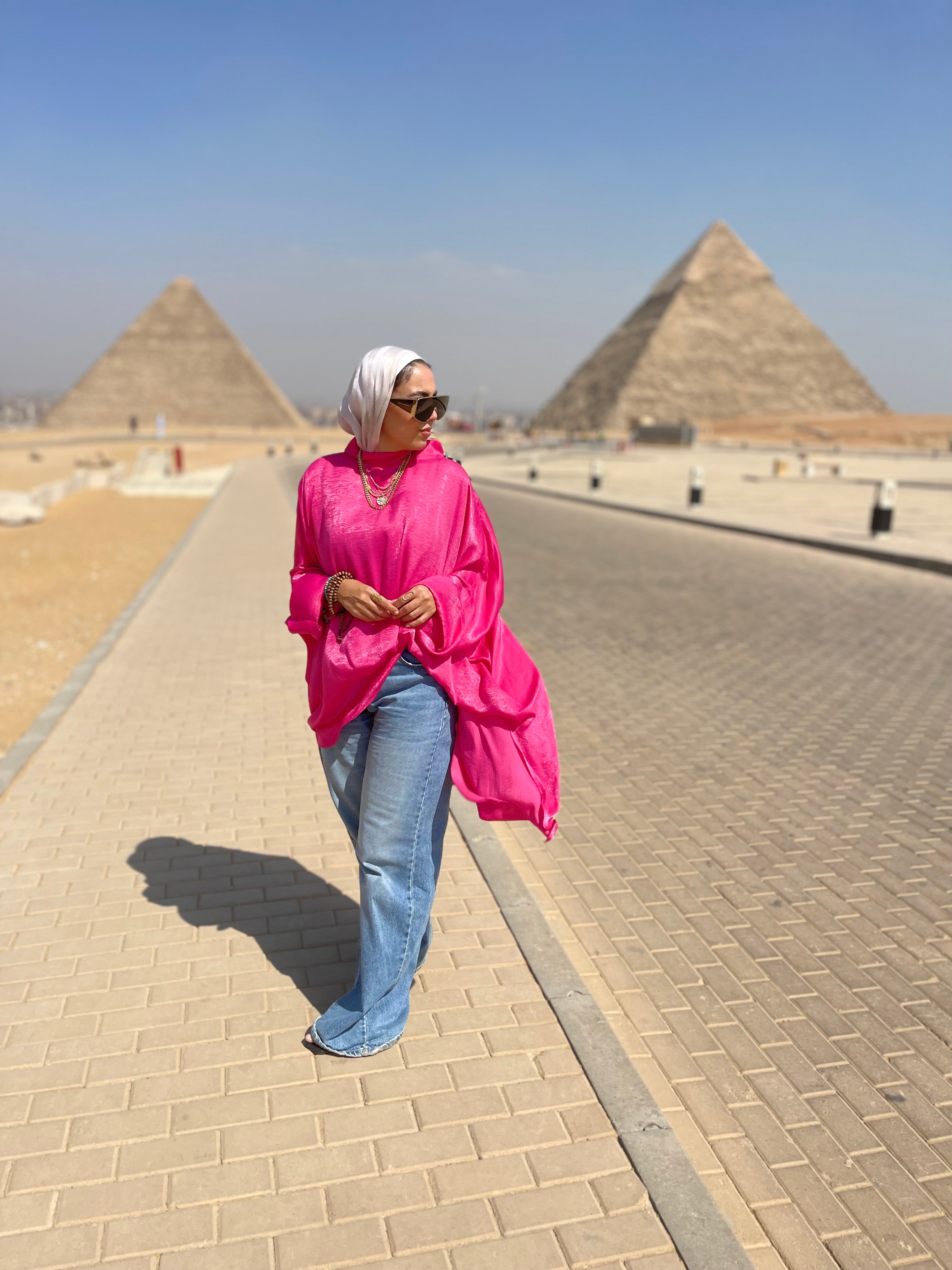 Fuchsia shimmery poncho