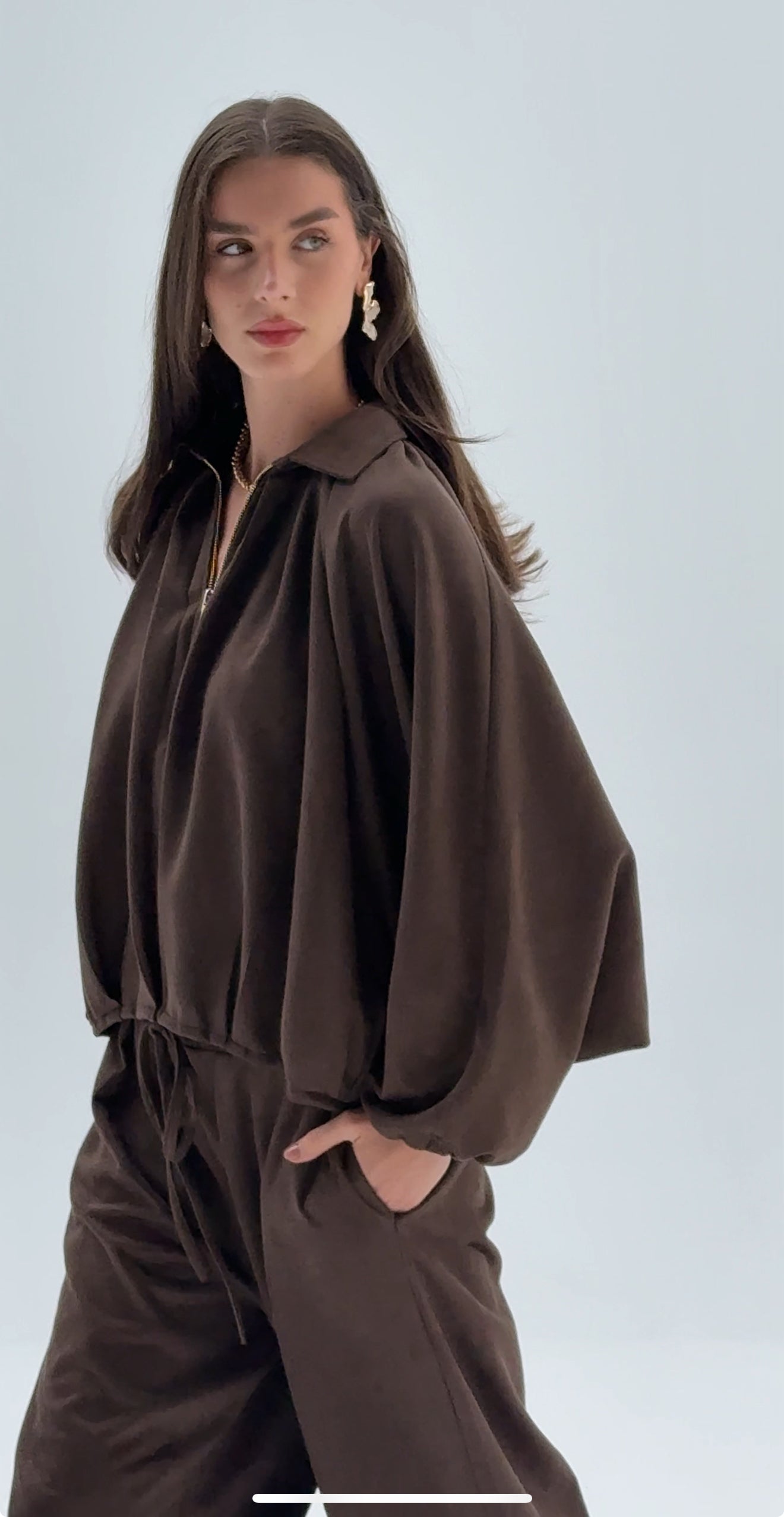 Brown Suede ballown set