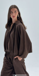 Brown Suede ballown set