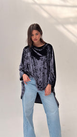 GHALIA navy blue strass poncho