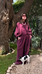 Nola tencil set in Burgundy (100% cotton)