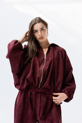 Burgundy suede ballon set( restocking within two weeks.