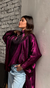 Fuchsia shimmery high low poncho