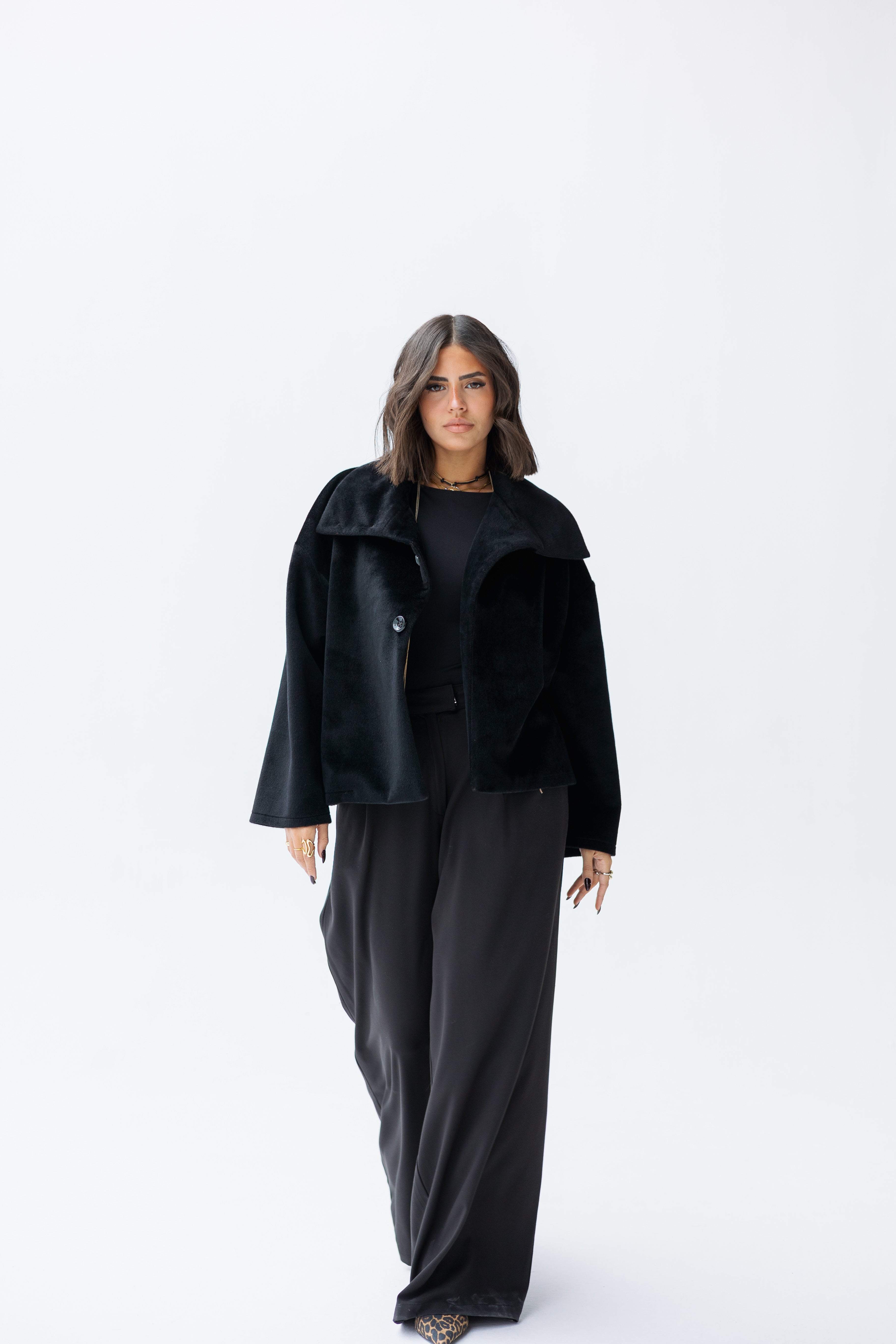 Black high neck jacket