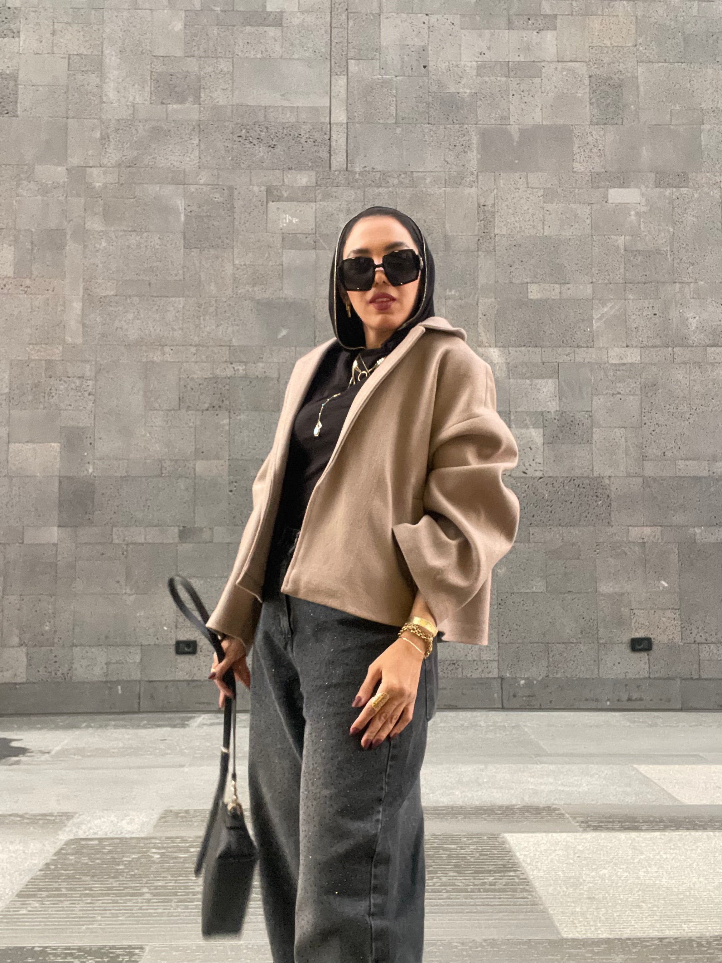 Oversized beige  wool jacket