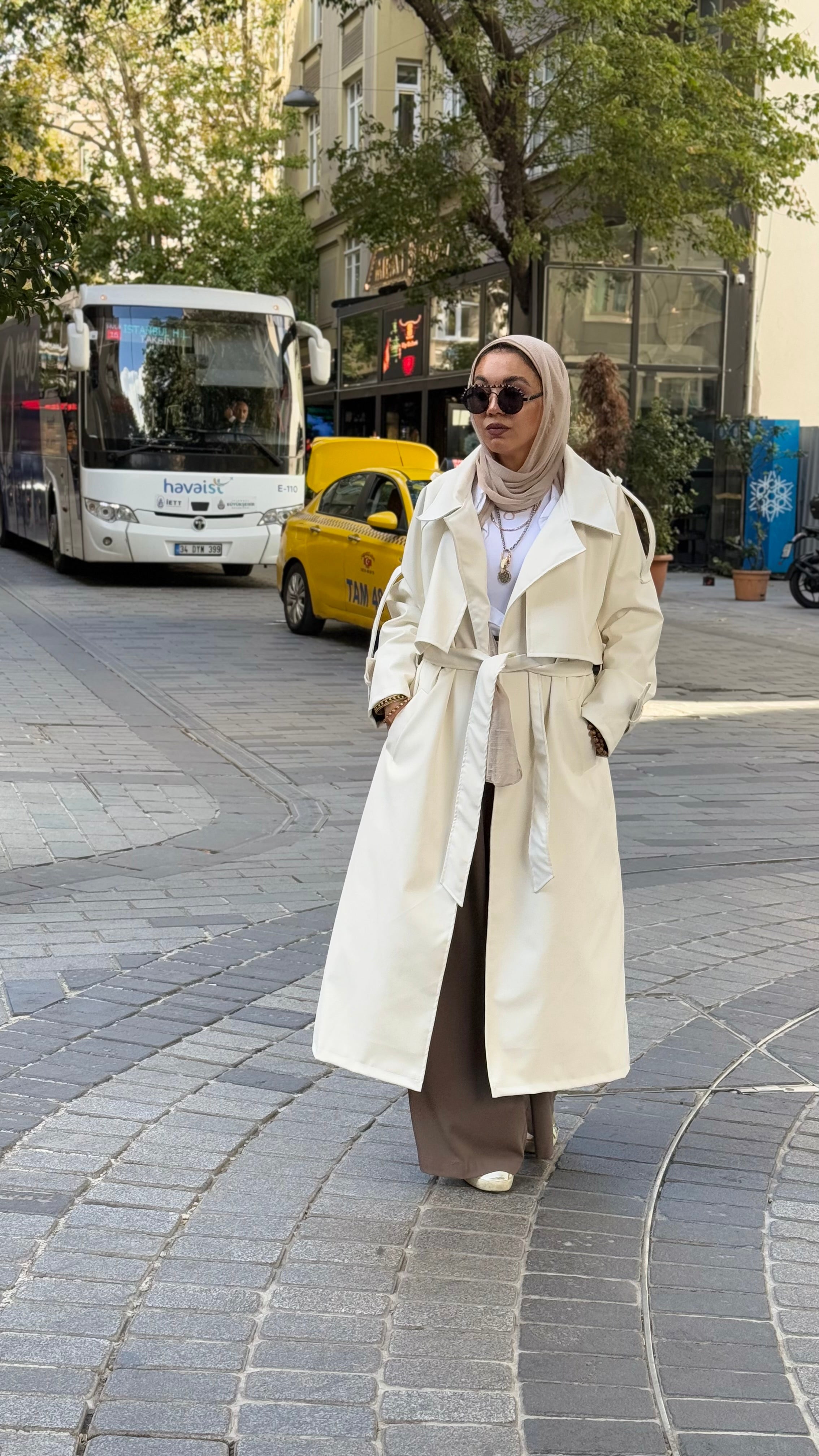 Off white Faux Leather Trench Coat