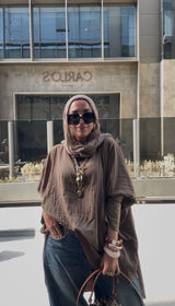Arwa poncho in olive (100% cotton)