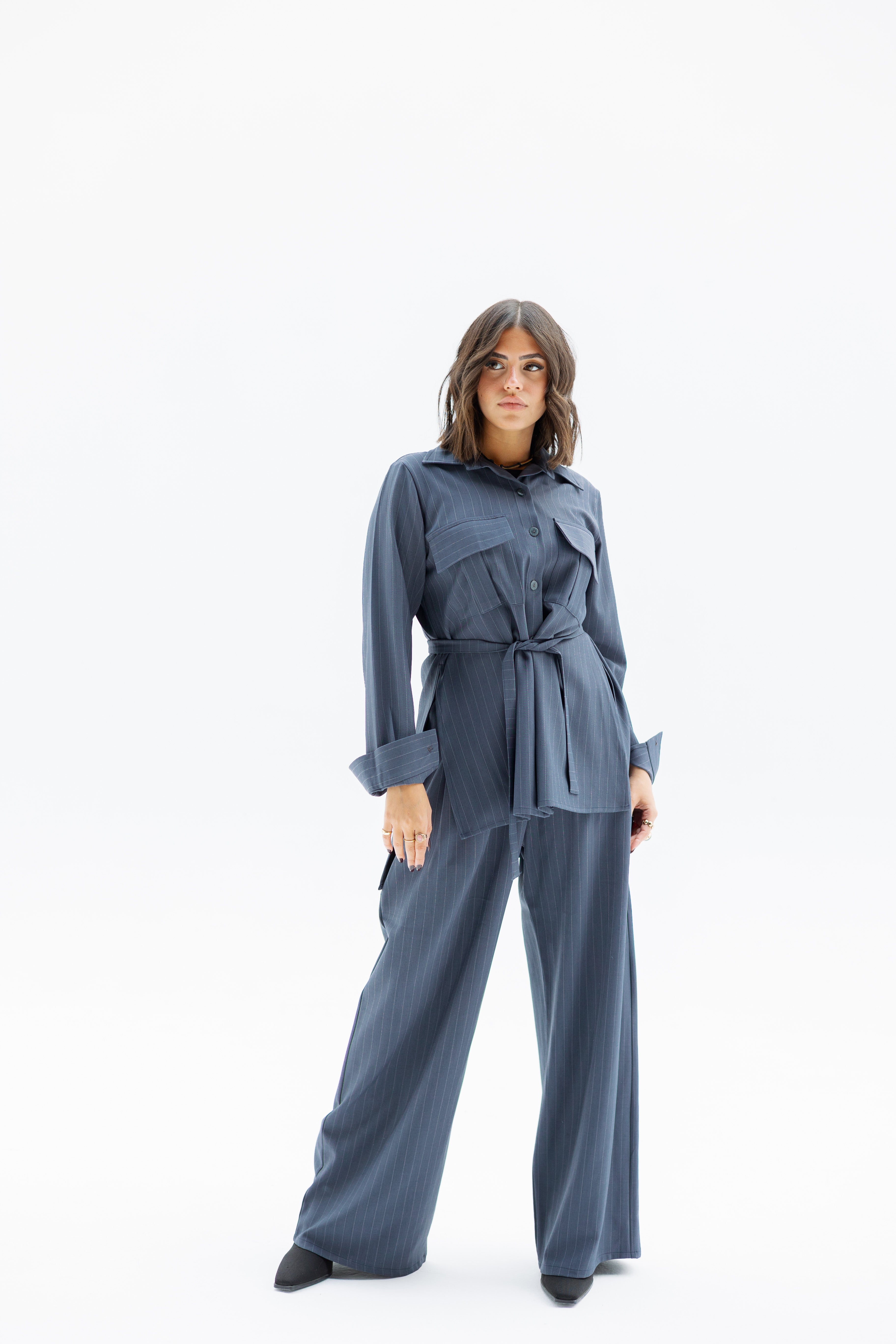 Pinstriped Light twill set