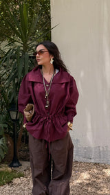 LEENA High Neck shirt - Burgundy