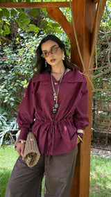 LEENA High Neck shirt - Burgundy