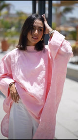 Pink Stitched cotton  poncho