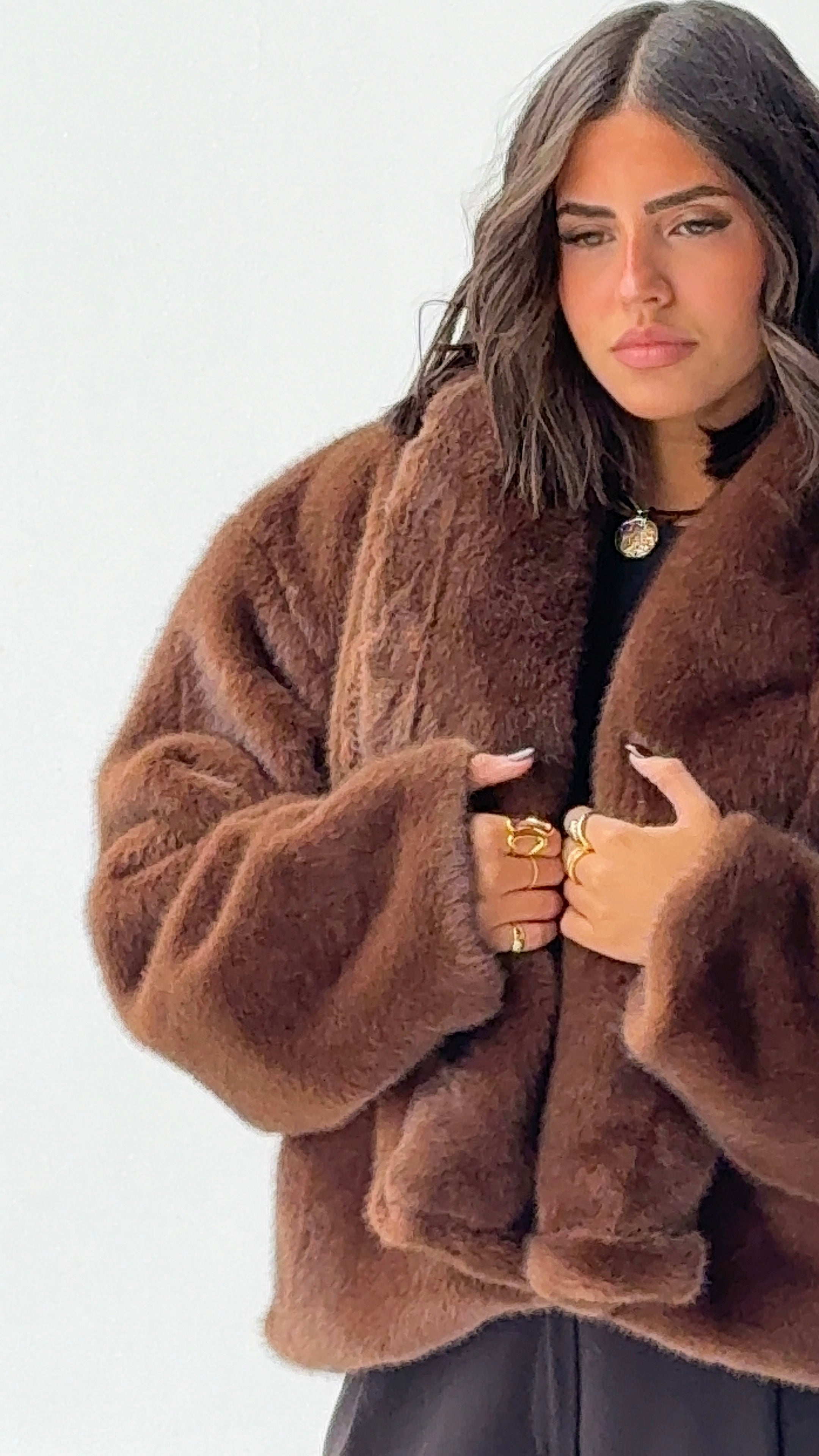 "Cocoa Rich Faux Fur Jacket”