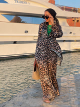 Silk leopard pants