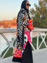 Satin printed kimono