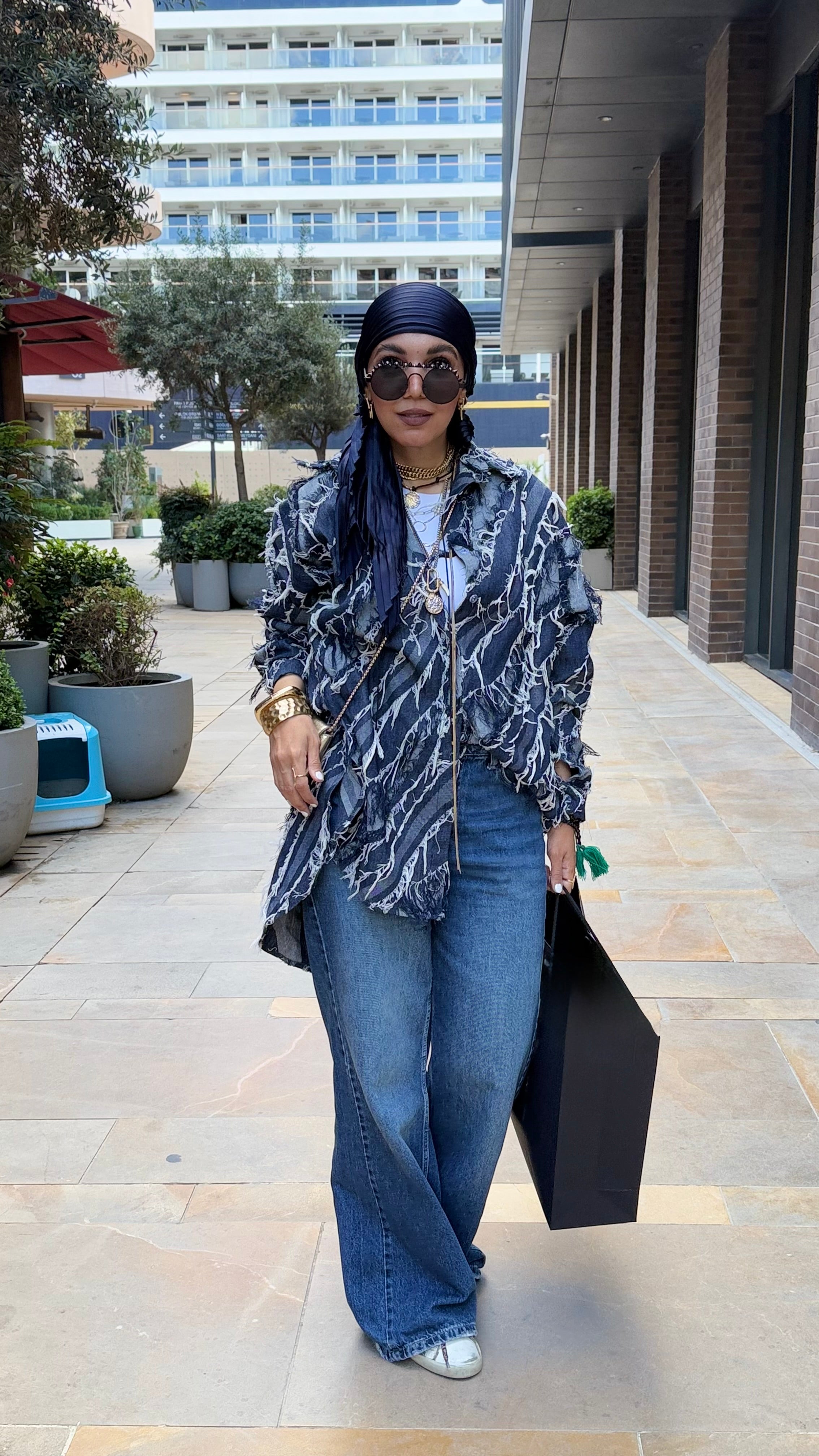Oversized denim shirt