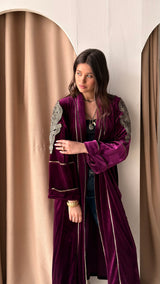 Magenta kaftan with indian stitches