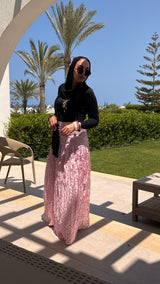 Pink crushed polka dot skirt