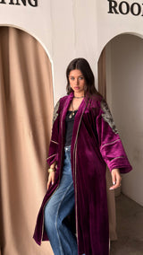 Magenta kaftan with indian stitches